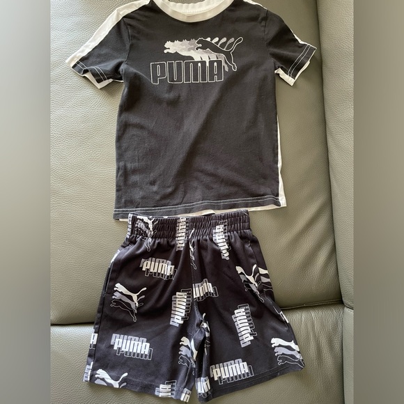Puma Other - Puma Black & White Kids Logo shorts shirt Set